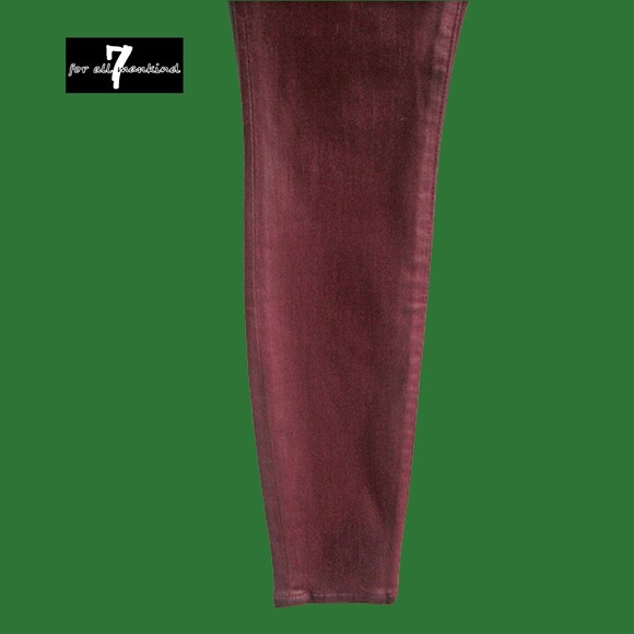 7 For All Mankind NEW Glam Rock  BORDEAUX Coated Super Skinny Jean 25 - Picture 6 of 12